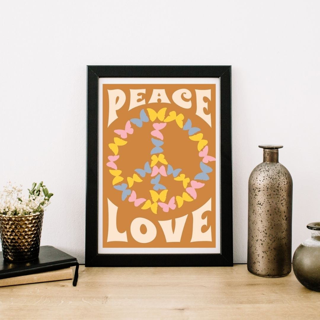 Brown Peace Wall Art Poster - Yililo