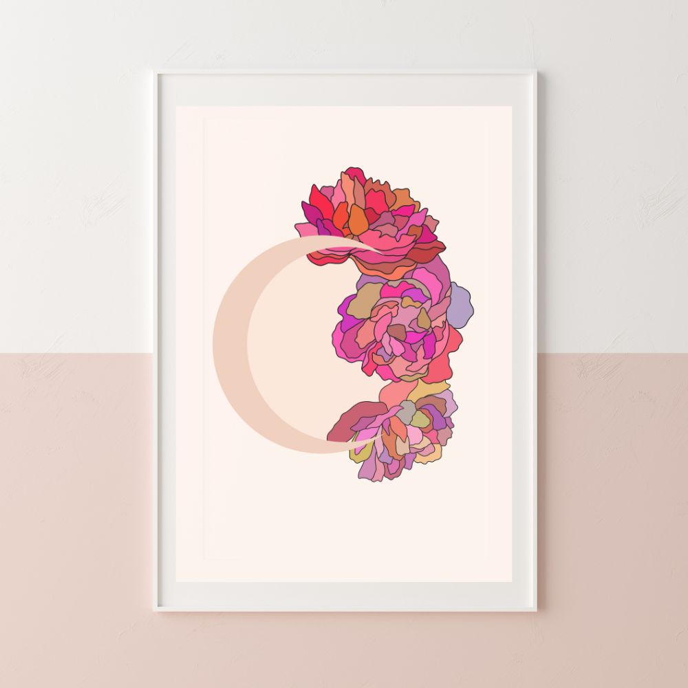 Floral Crescent Wall Art Poster A1, A2, A3, A4 - Yililo