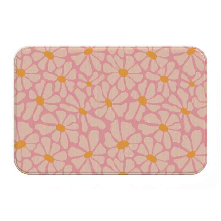 Floral Flower Pink Microfibre Bath Mat - Yililo