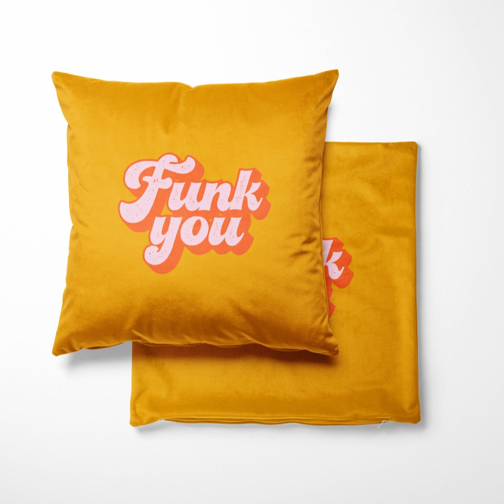 Funk You Yellow 70s Cushion Cover 40cm - Yililo