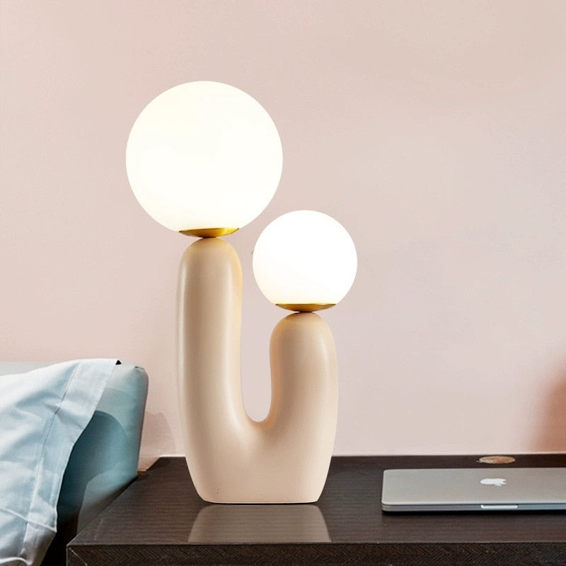 Nordic Abstract Two Bulb Table Lamp Light