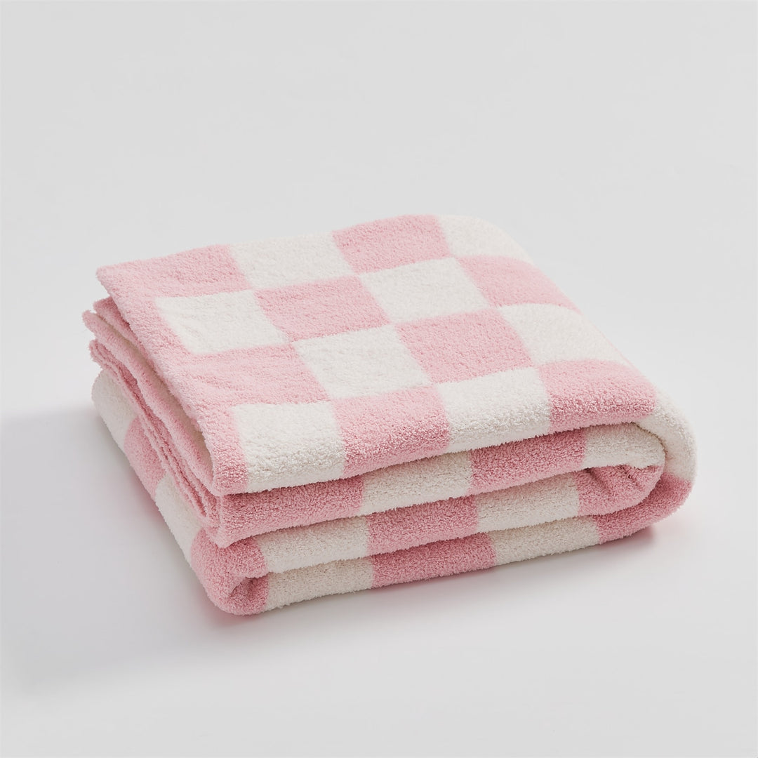 Fluffy Checker Blanket Throw - Yililo