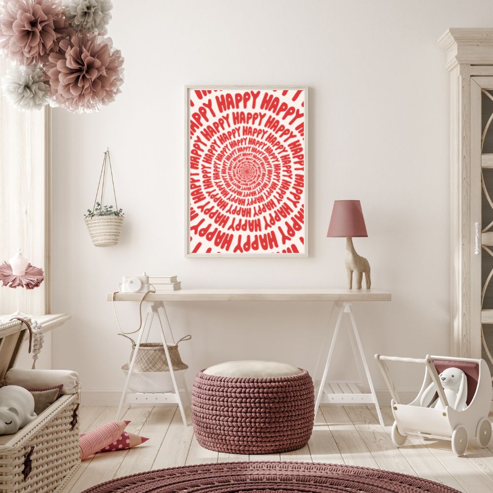 Happy Circles Wall Art Poster A1, A2, A3, A4 - Yililo