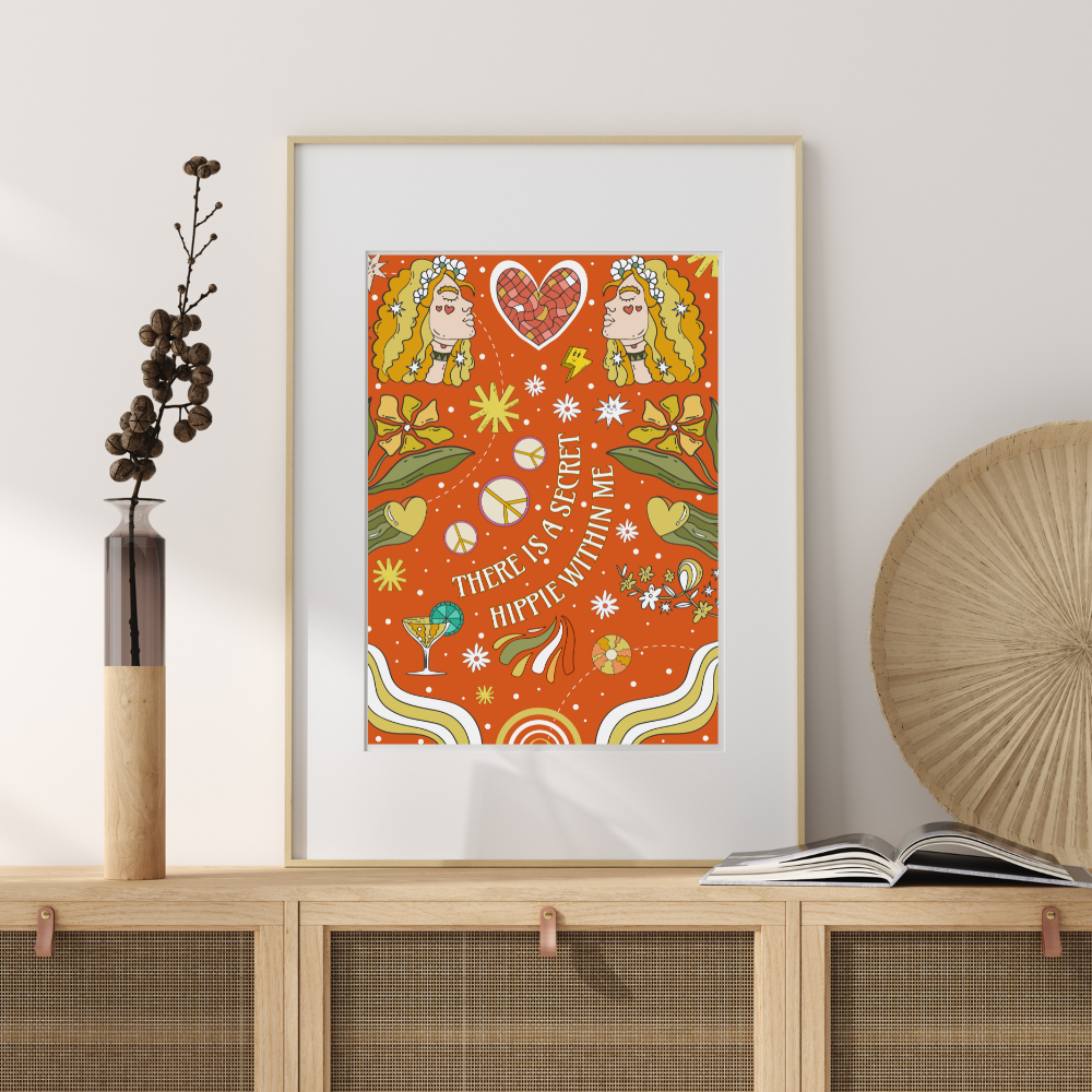 Hidden Hippie Wall Art Poster A1 A2 A3 A4 - Yililo