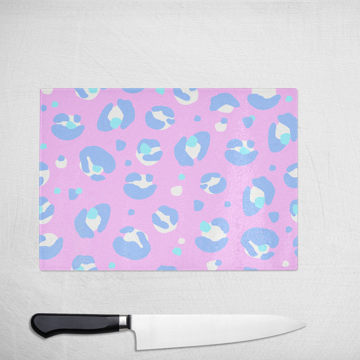 Lilac Leopard Print Glass Chopping Board - Yililo