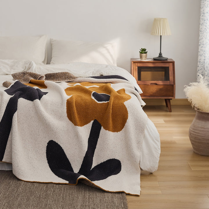 Nordic Big Flower Knitted Blanket - Yililo