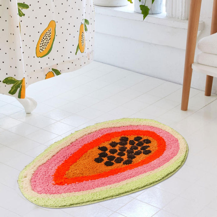 Papaya Pink Orange Shape Bath Mat Rug - Yililo