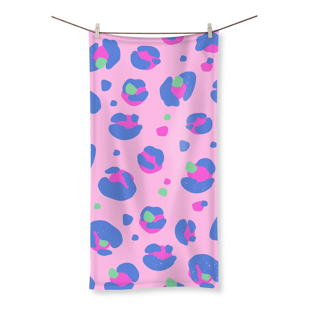 Pink Blue Leopard Print Bath Hand Towel - Yililo