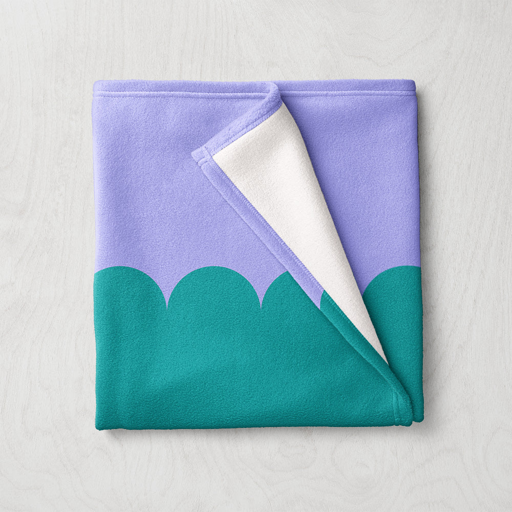 Green And Purple Horizontal Scallop Blanket - Yililo