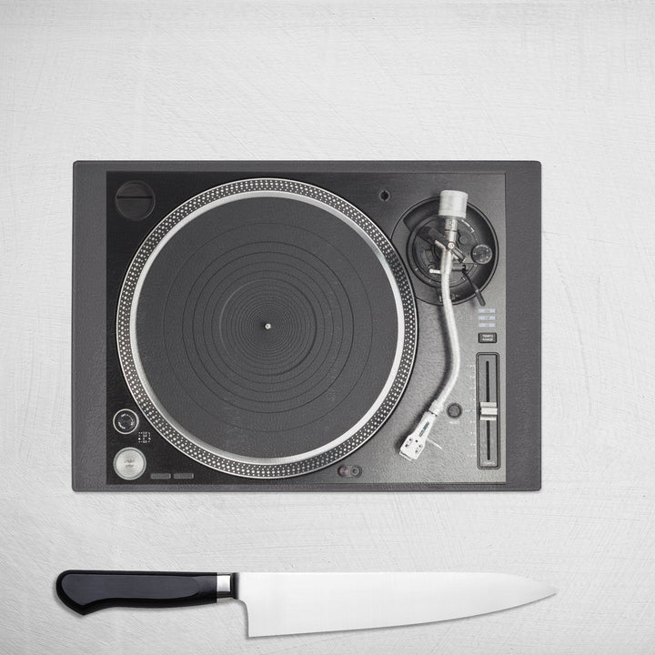 Music-Inspired Glass Chopping Board Record Player
