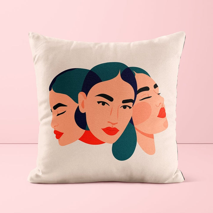 Red Lipstick Abstract Woman Cushion - Yililo