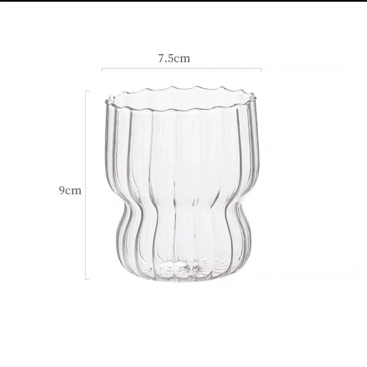 Ribbed Blub Scandi Drinking Glass Cup - Yililo
