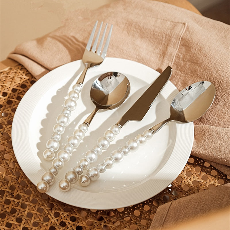 Nordic Pearl Style Cutlery 4 Piece Set - Yililo