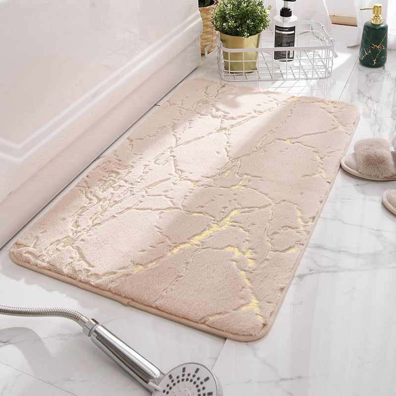 The Lux Gold Marble Effect Bathroom Non-Slip Rug Decor - Yililo