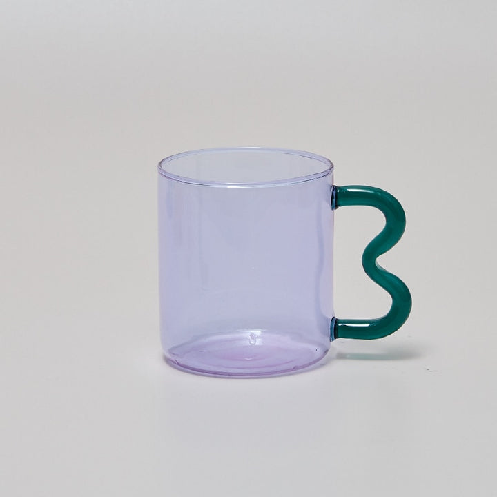 Glass Cup With Wavy Coloured Handle - Yililo
