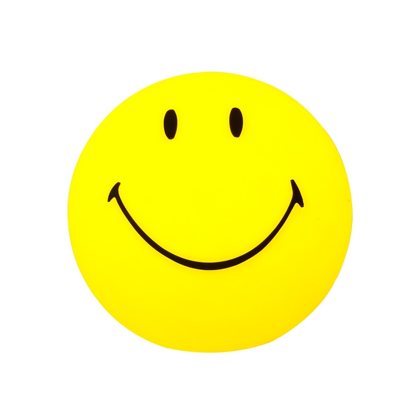 Gelbe Tischleuchte mit Smiley-Gesicht