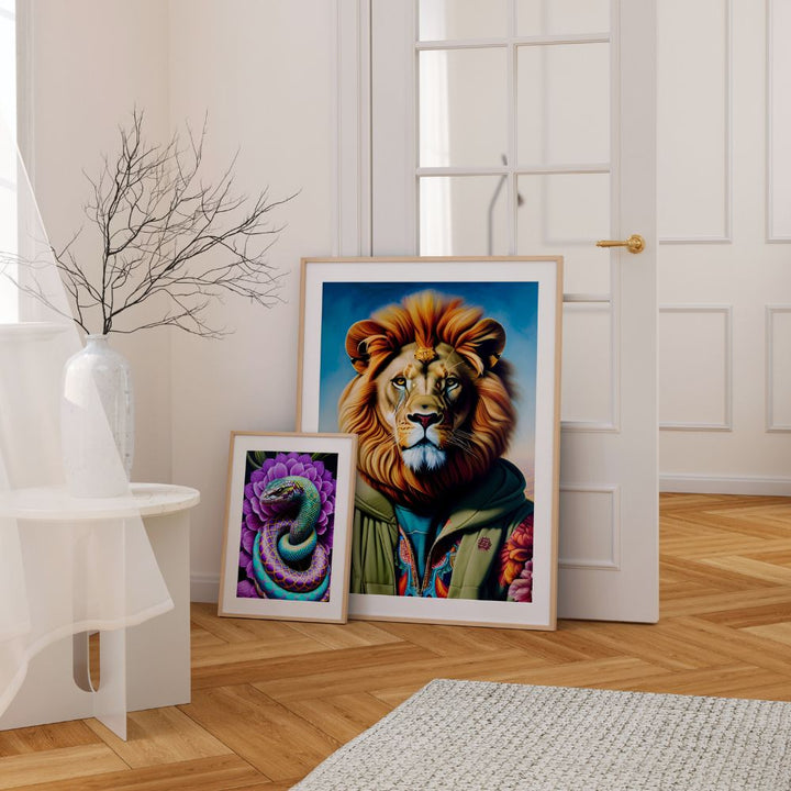 The Lion In The Hoodie Fine Wall Art Print - Yililo