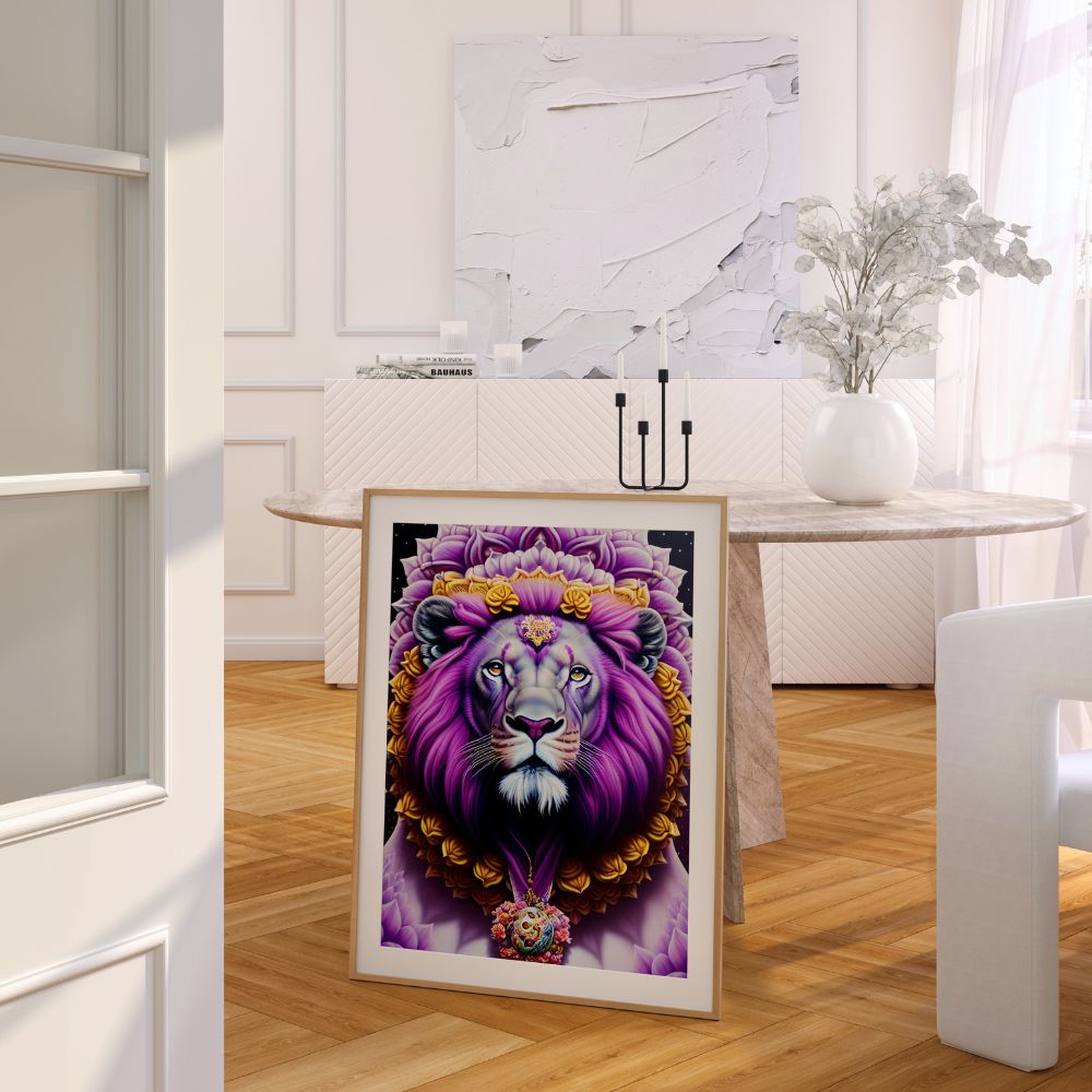 The Purple Lion Fine Wall Art Print - Yililo