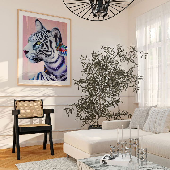 The White Tiger Fine Wall Art Print - Yililo