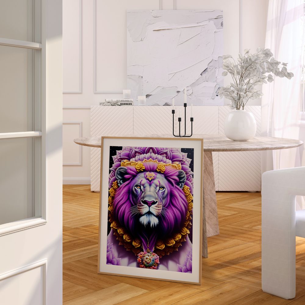 The Purple Lion Fine Wall Art Print
