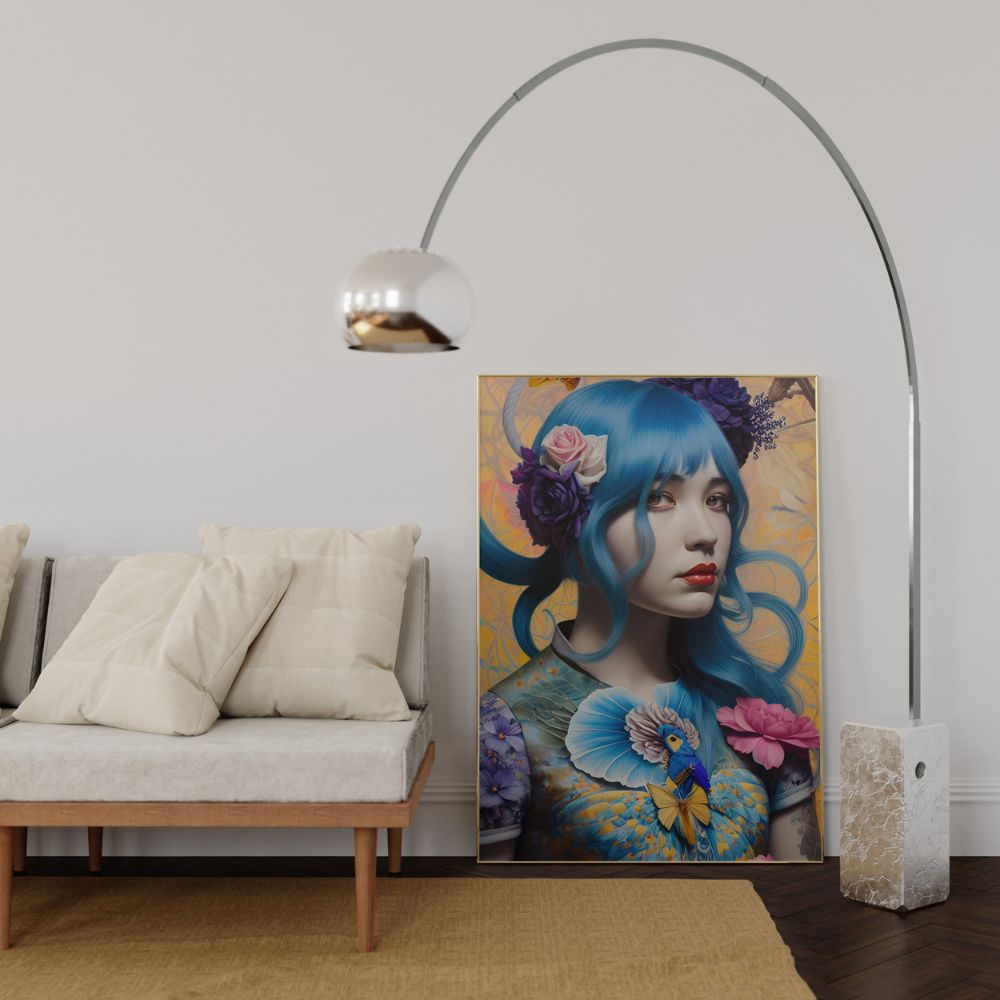 Blue Hair And Flowers Wall Art Poster - Yililo