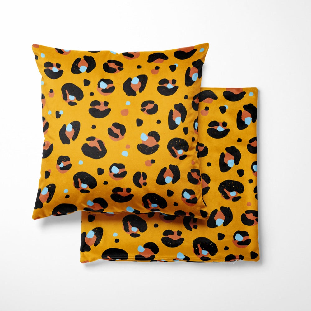 Yellow Leopard Print Cushion Cover 40cm - Yililo