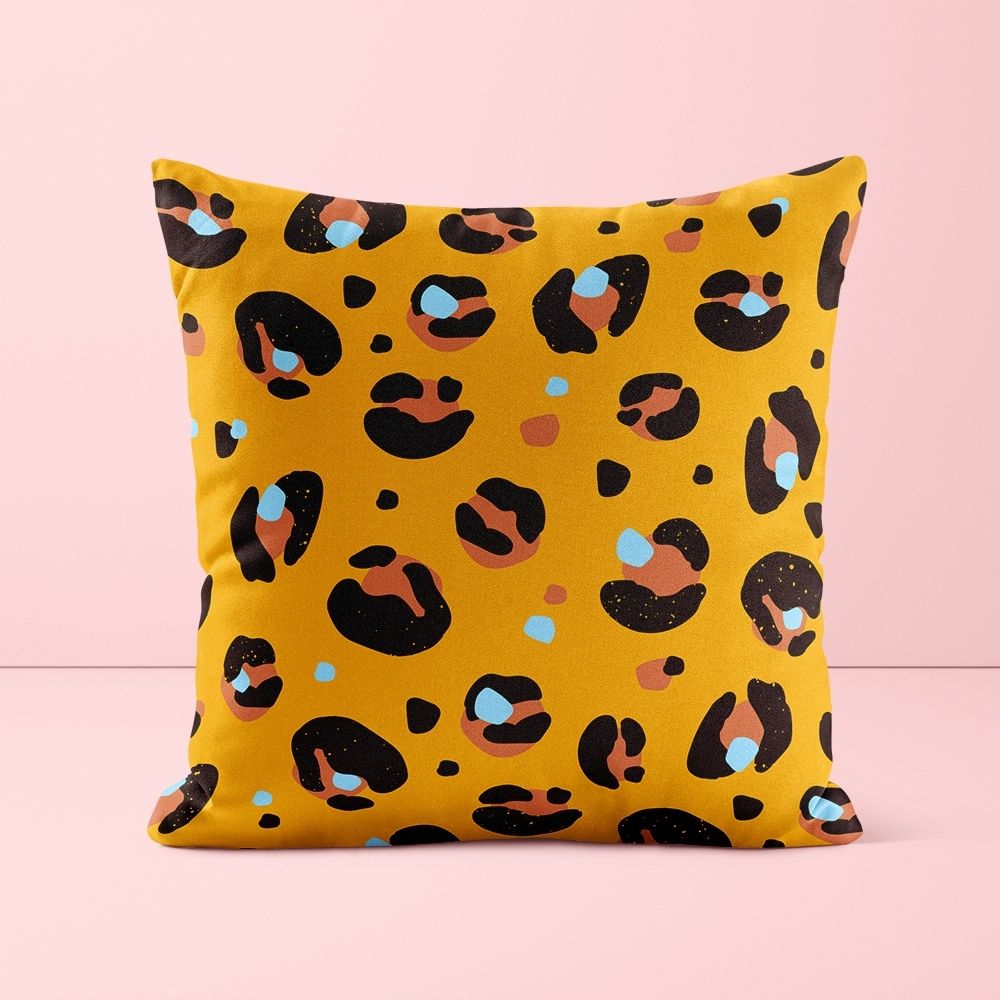 Yellow Leopard Print Cushion - Yililo