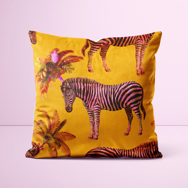 Yellow Zebra Plume Cushion - Yililo