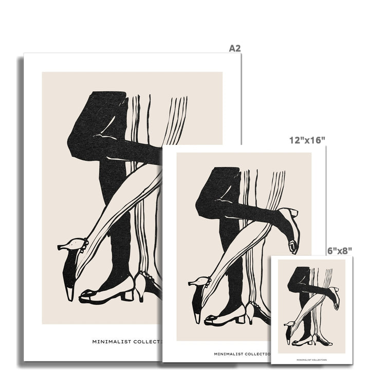 Minimal Black and White Neutral Nordic Dancing Wall Art - Sizes