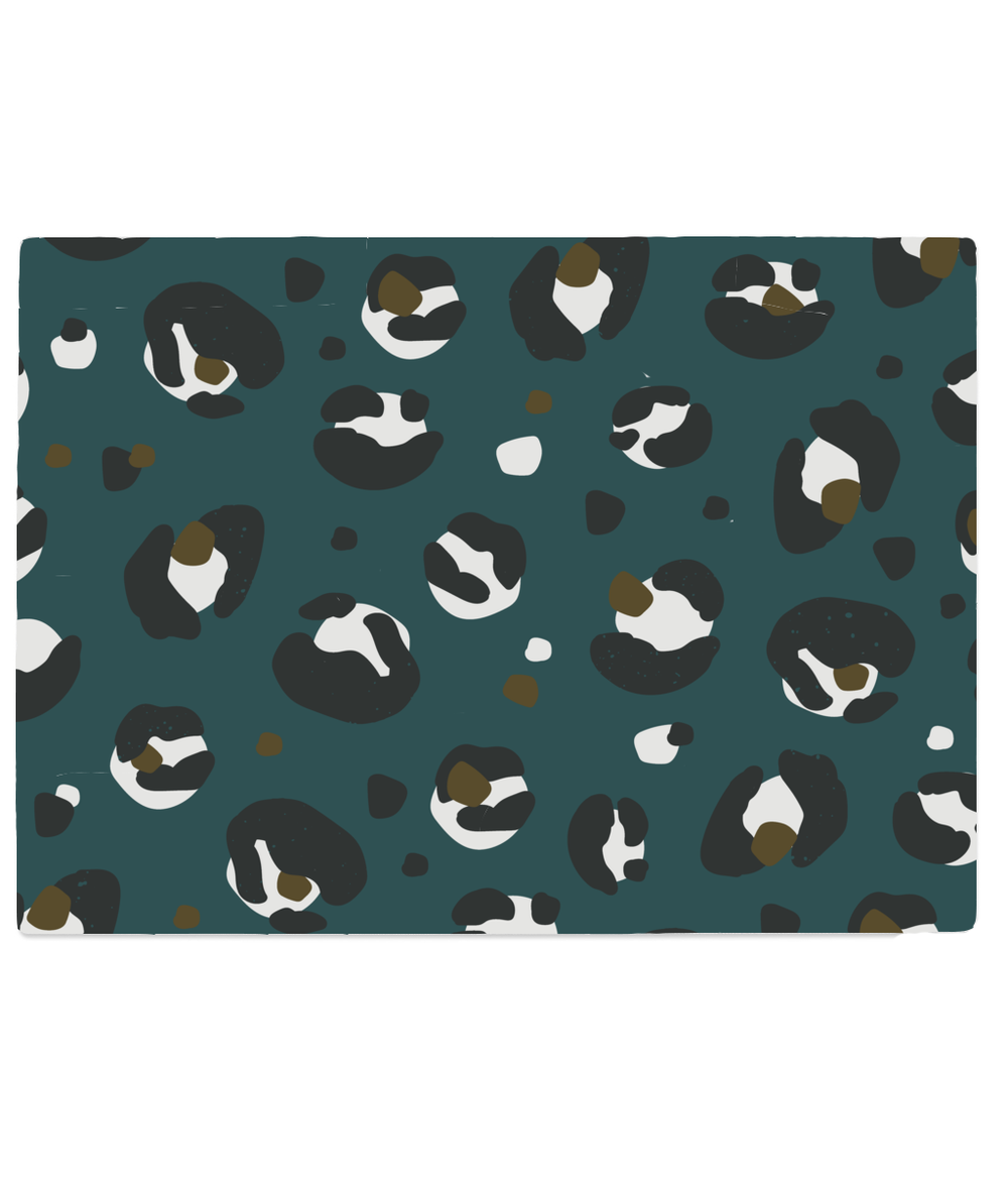 Dark Green Leopard Print Glass Chopping Board - Yililo