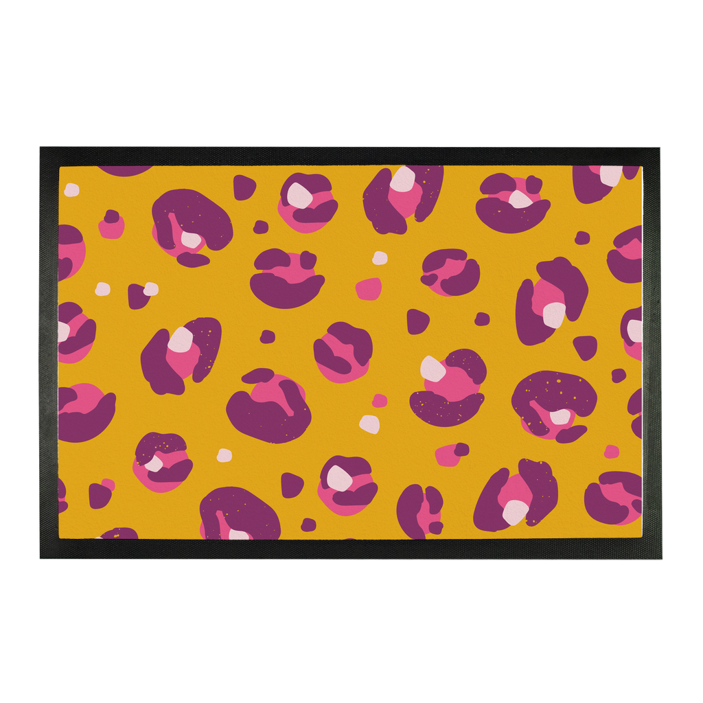 Yellow Purple Leopard Print Doormat - Yililo