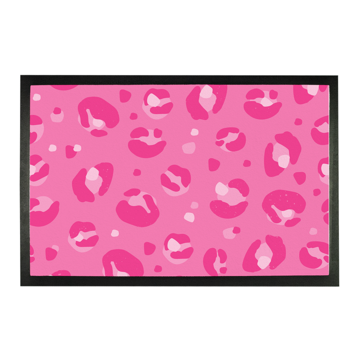 Dark Pink Leopard Print Doormat - Yililo