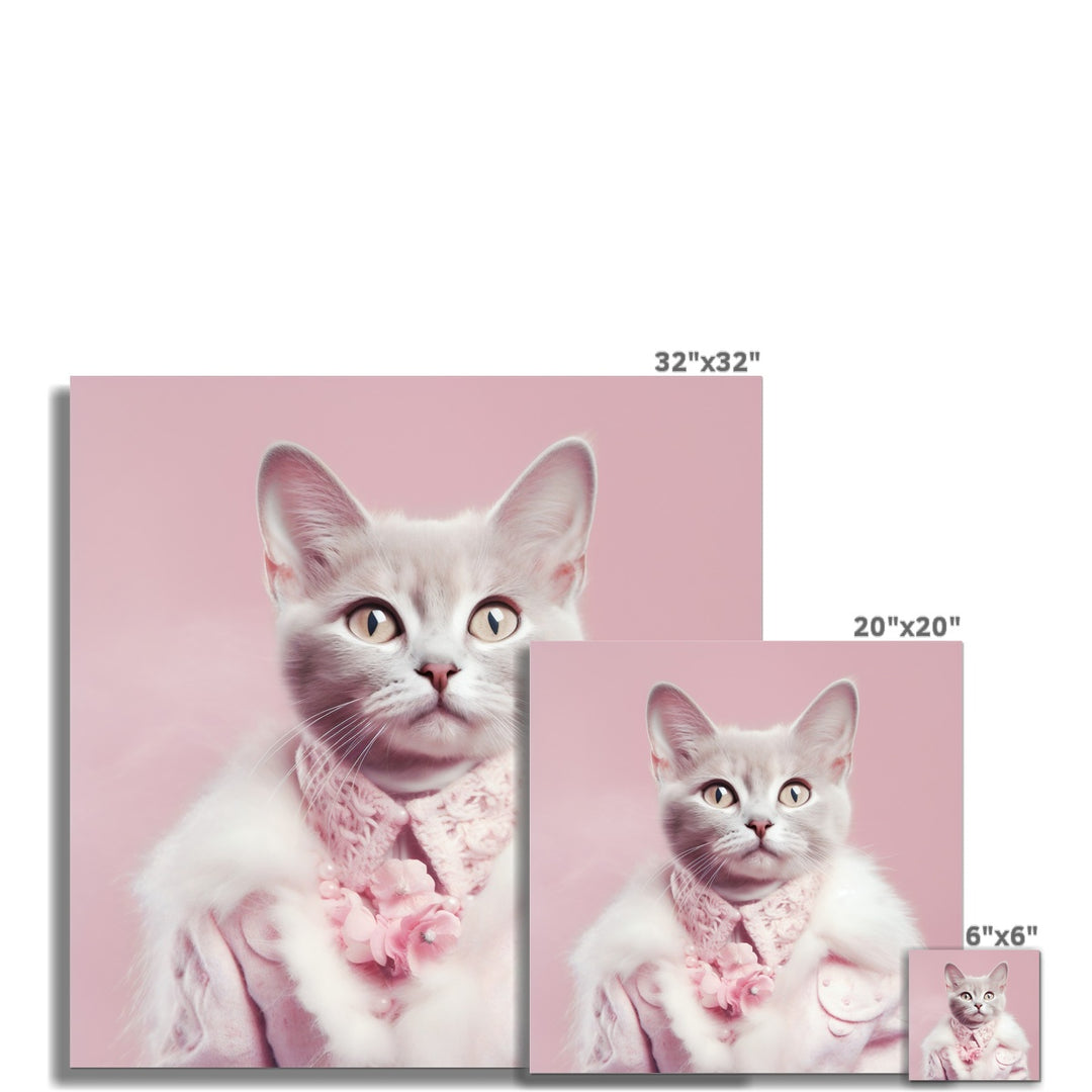 Pink Cute Cat Fluffy Jacket Wall Art Poster - Yililo