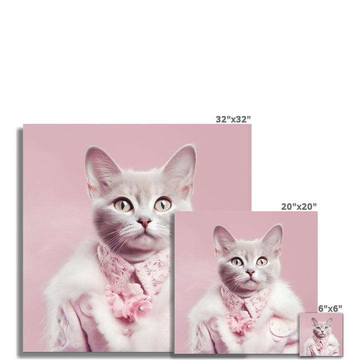 Pink Cute Cat Fluffy Jacket Wall Art Poster