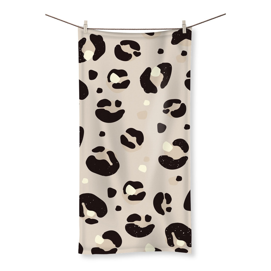Bath Hand Towel Cream Leopard Print - Yililo