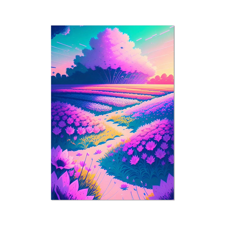 Purple Lilac Fields Colourful Floral Wall Art 