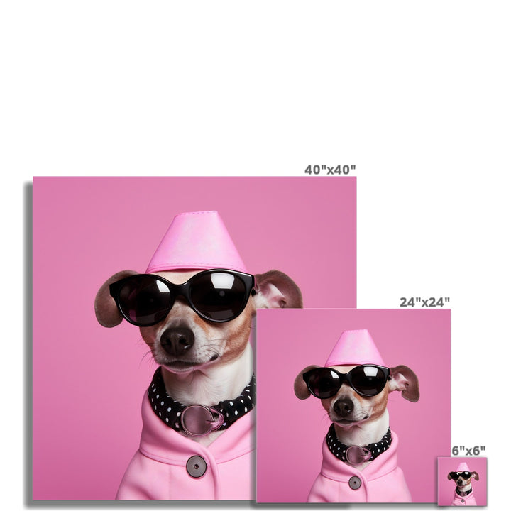 Pink Dog In A Hat Funny Wall Art Poster - Yililo