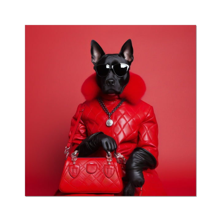 Red Dog With A Bag Funny Wall Art Poster - Yililo