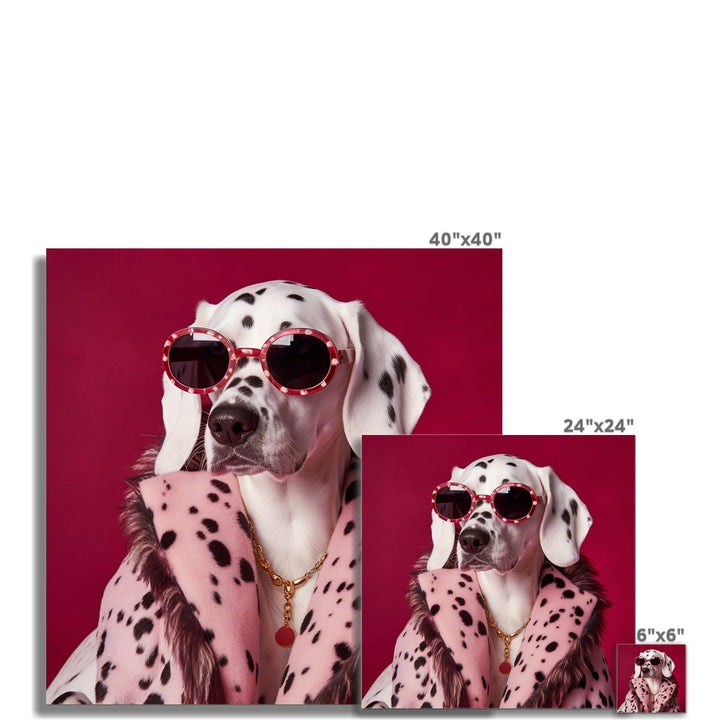 Pink Polka Dot Dog Funny Wall Art Poster