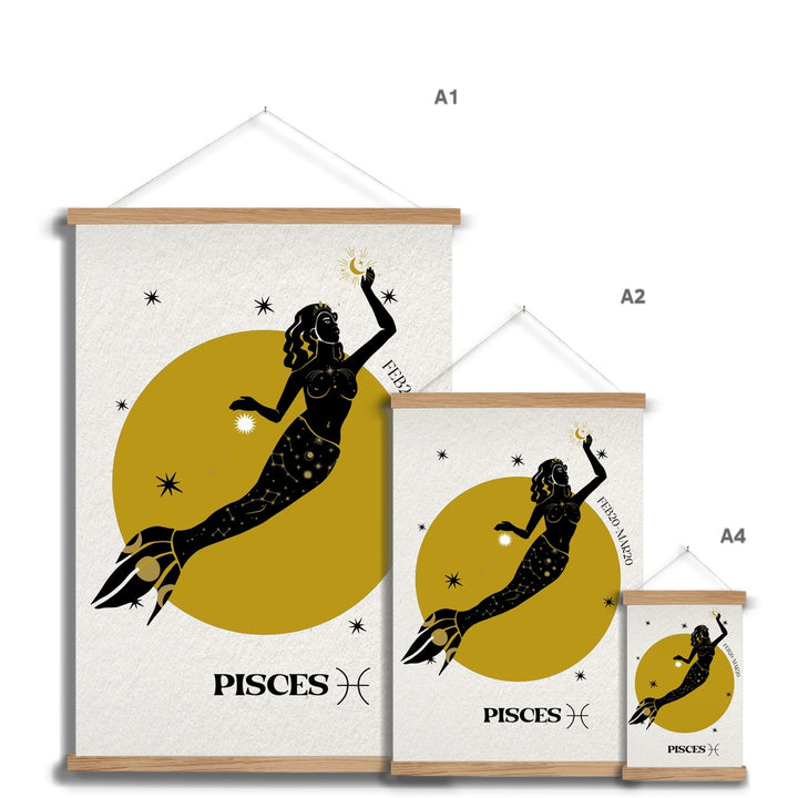 Pisces Zodiac Art Print with Hanger - Yililo
