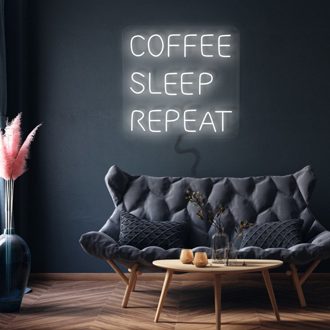 Kitchen Premium Neon Coffee,Sleep,Repeat Sign - Yililo