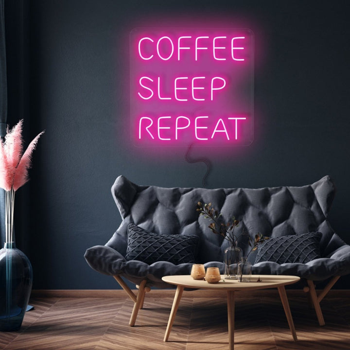 Kitchen Premium Neon Coffee,Sleep,Repeat Sign - Yililo