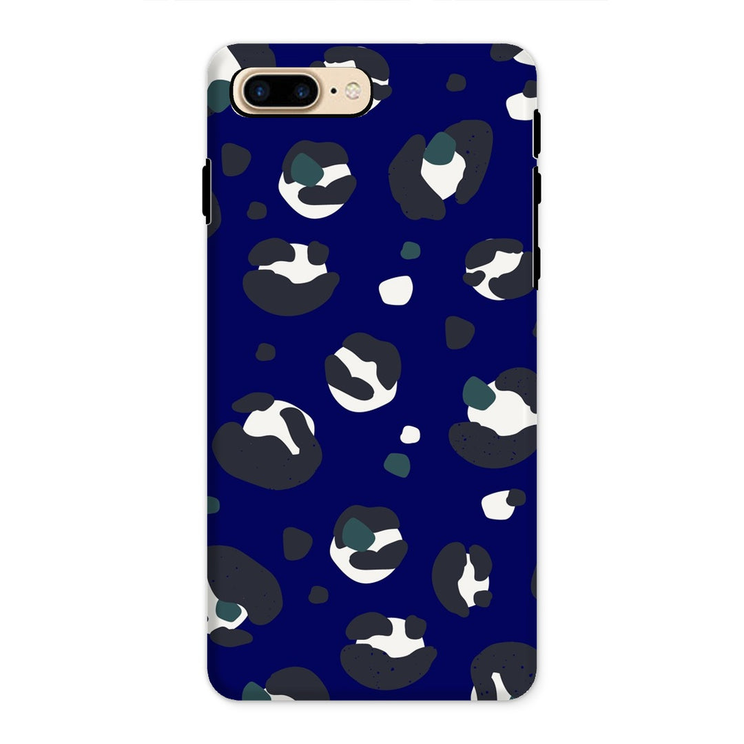 Dark Blue Leopard Print Tough Phone Apple Samsung Case - Yililo