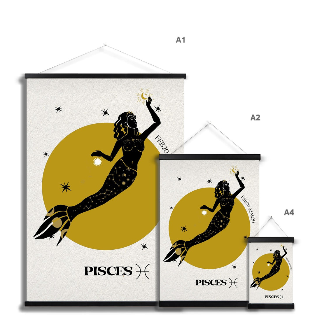 Pisces Zodiac Art Print with Hanger - Yililo