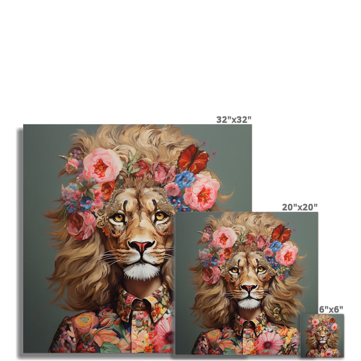Lion Wearing Vintage Sunglasses Wall Art Poster