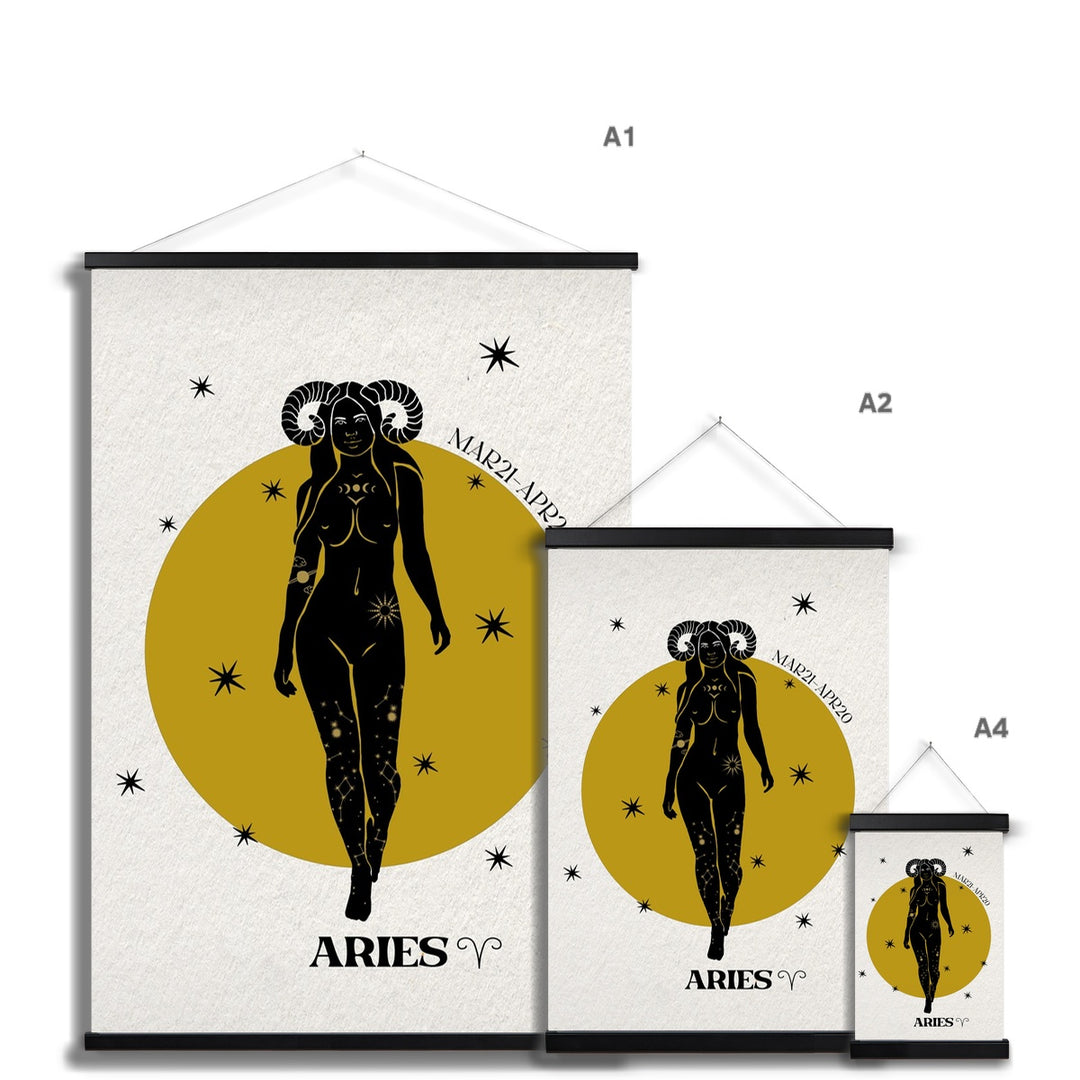 Aries Zodiac Art Print with Hanger - Yililo