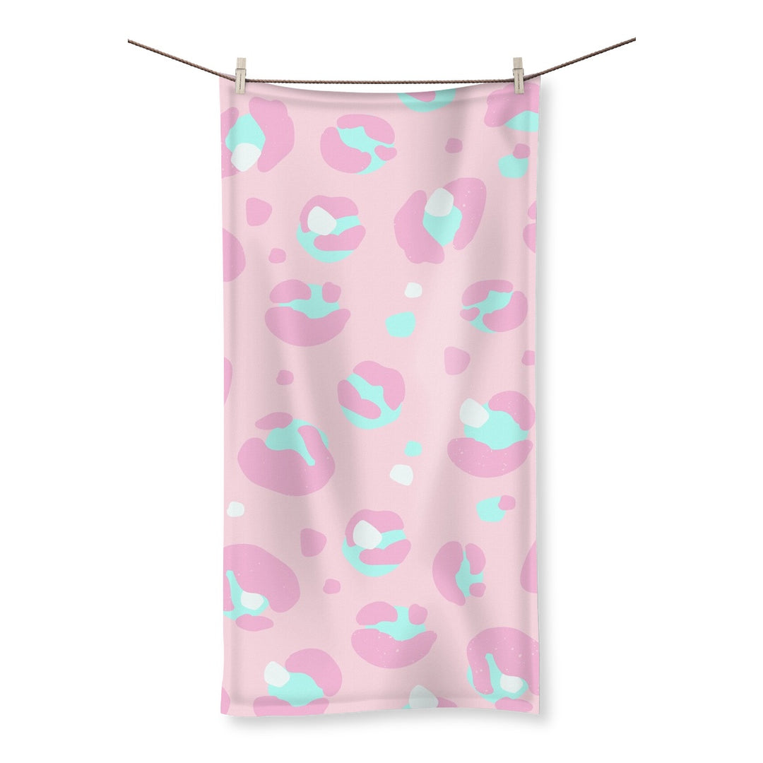 Bath Hand Towel Pink Leopard Print - Yililo