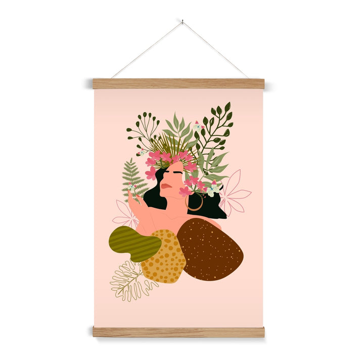 Boho Flower Woman Art Print with Hanger - Yililo