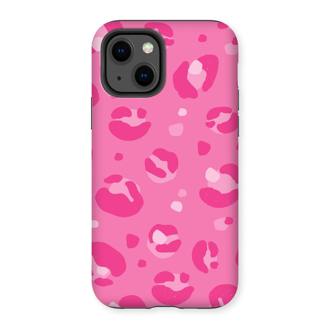 Bright Pink Leopard Print Tough Phone Apple Samsung Case - Yililo