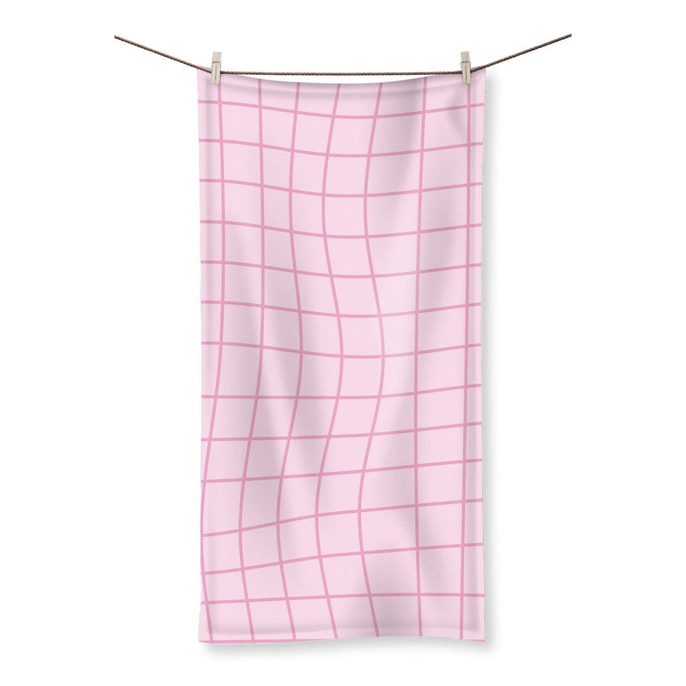 90s Pink Curvy Line Bath Hand Towel - Yililo
